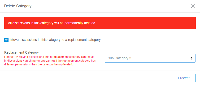 The red warning that appears on this page is all that stands between you and deleting your content. Heed the warning and be sure to transfer the threads to a new location before confirming the action.
