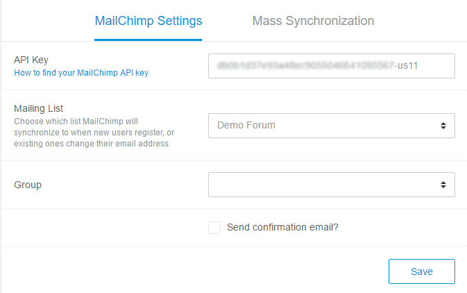The options after you've inserted your API key