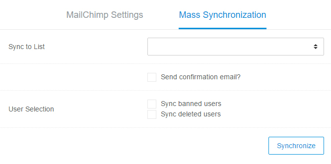 The Mass Synchronization tab.