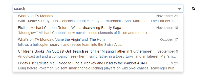 Autocompleted results based on a keyword